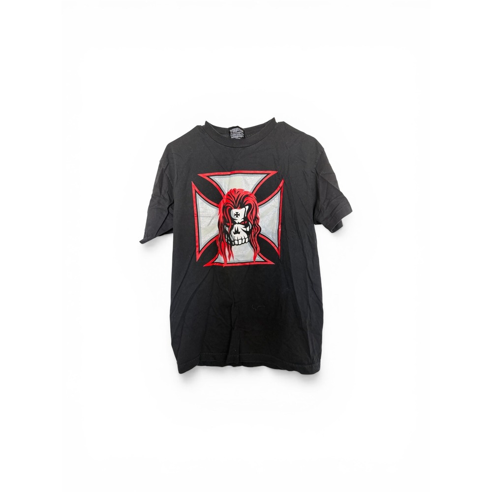 Vintage WWE Triple H HHH Iron Cross‎ Skull Red Hair "The Game" Black T-Shirt M